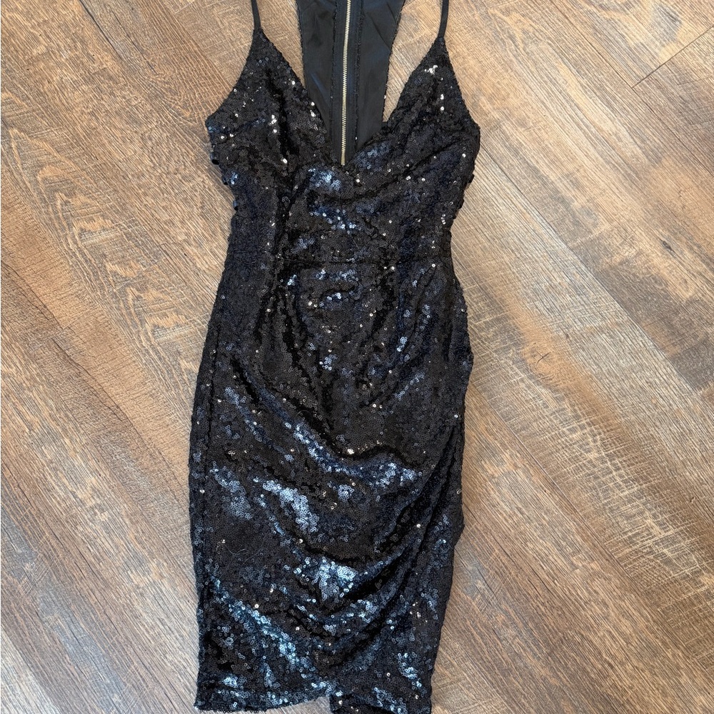 Windsor Black Sequin Backless Dress